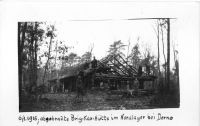 Abgebrannte Brigadekommandohütte im Nordlager 1916